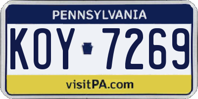 PA license plate KOY7269