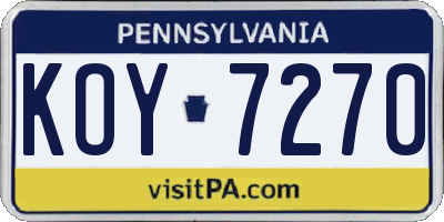 PA license plate KOY7270