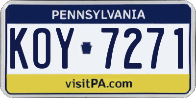 PA license plate KOY7271