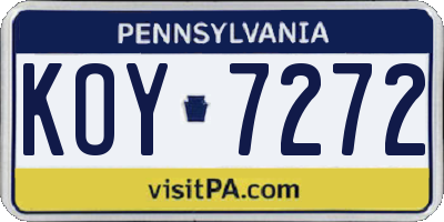 PA license plate KOY7272