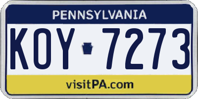 PA license plate KOY7273