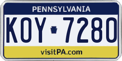 PA license plate KOY7280