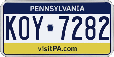 PA license plate KOY7282
