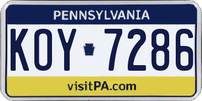 PA license plate KOY7286
