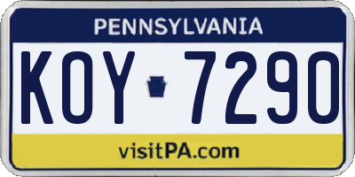 PA license plate KOY7290