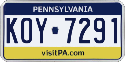 PA license plate KOY7291