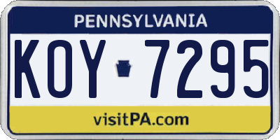 PA license plate KOY7295