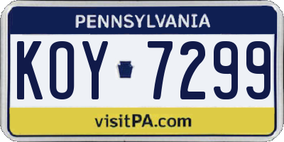 PA license plate KOY7299