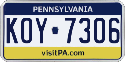 PA license plate KOY7306