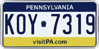 PA license plate KOY7319