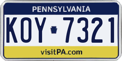 PA license plate KOY7321