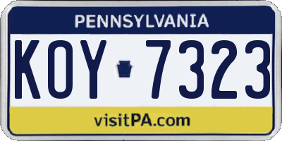 PA license plate KOY7323