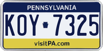 PA license plate KOY7325