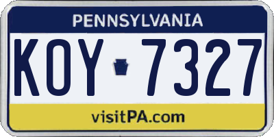 PA license plate KOY7327