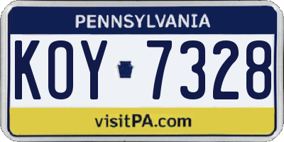 PA license plate KOY7328