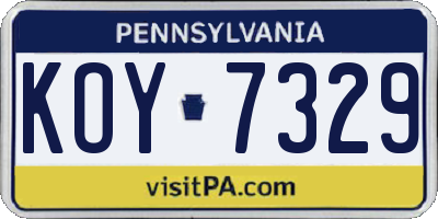 PA license plate KOY7329