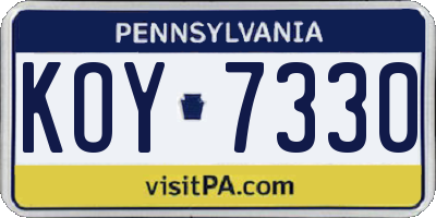 PA license plate KOY7330