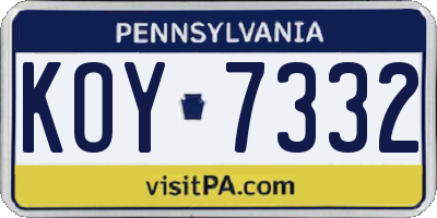 PA license plate KOY7332