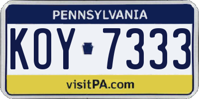 PA license plate KOY7333