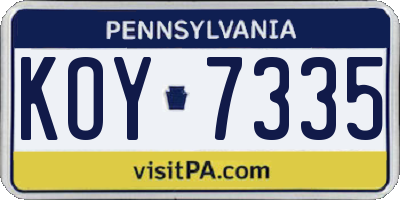 PA license plate KOY7335