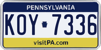PA license plate KOY7336