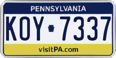 PA license plate KOY7337