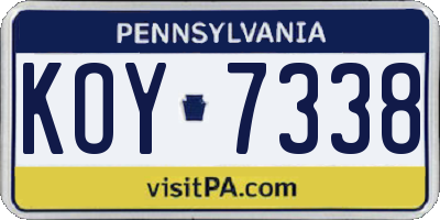 PA license plate KOY7338