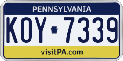 PA license plate KOY7339