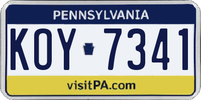 PA license plate KOY7341