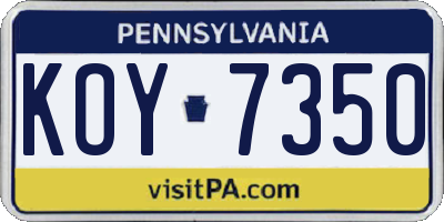 PA license plate KOY7350