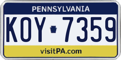 PA license plate KOY7359