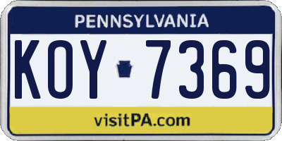 PA license plate KOY7369