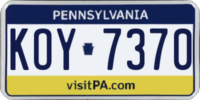 PA license plate KOY7370