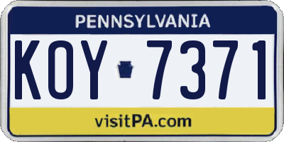 PA license plate KOY7371