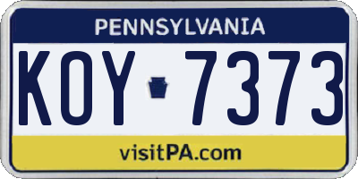PA license plate KOY7373