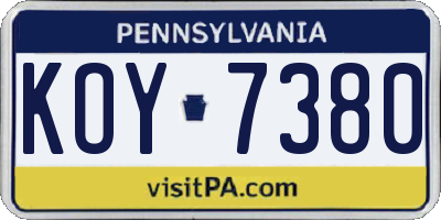 PA license plate KOY7380