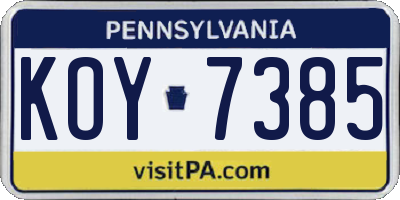 PA license plate KOY7385