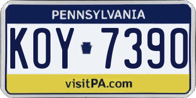 PA license plate KOY7390