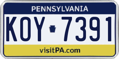PA license plate KOY7391