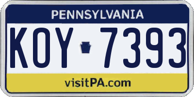 PA license plate KOY7393