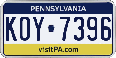 PA license plate KOY7396