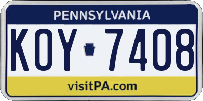 PA license plate KOY7408