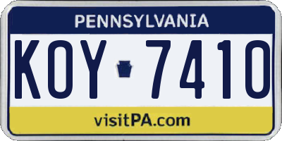 PA license plate KOY7410