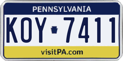 PA license plate KOY7411
