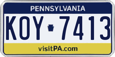PA license plate KOY7413