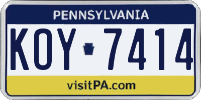 PA license plate KOY7414