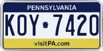 PA license plate KOY7420