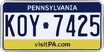 PA license plate KOY7425