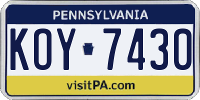 PA license plate KOY7430