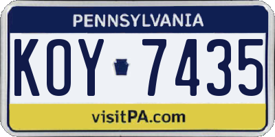PA license plate KOY7435